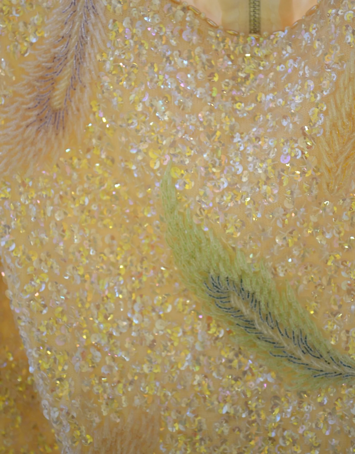 feathers on a beaded top