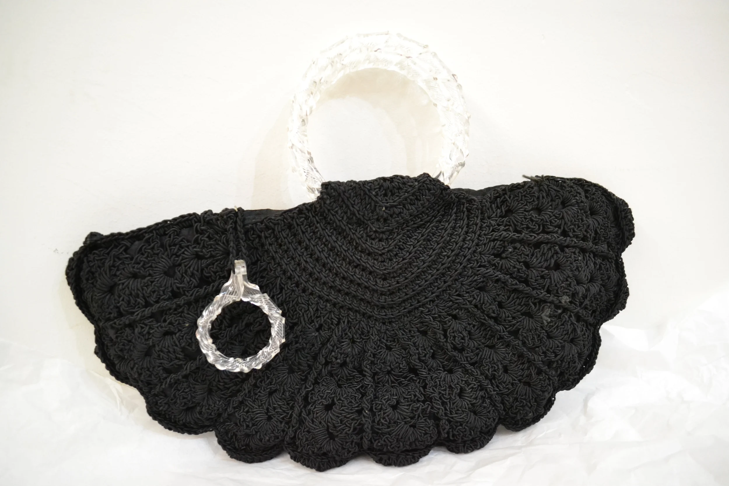 crochet 40's purse with lucite