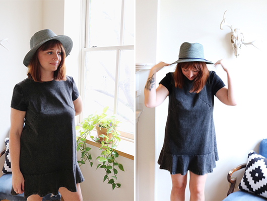 Hat: Yellow 108 , available at: Article Menswear / Cincinnati, OH Dress: The Fifth Label , available at: Ladybird / Columbus, OH