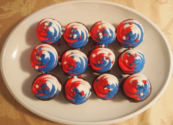 Mini chocolate swirled cupcakes.