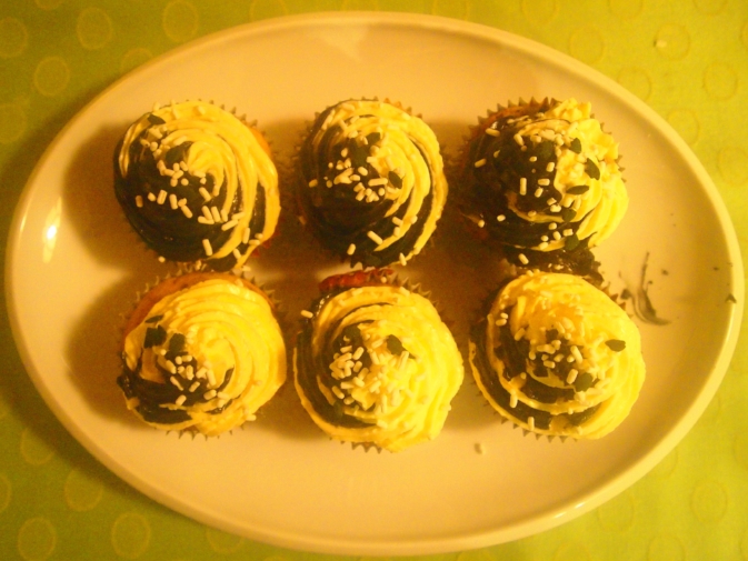 Marble cupcakes - with black and white swirled icing not the only thing marble.