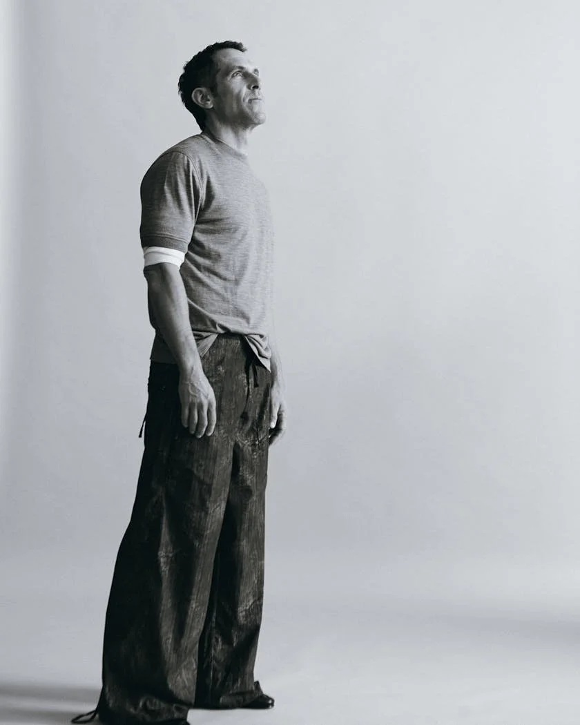 MANUEL LICCI LE MILE Magazine Interview photo Antonio Crotti Manuel wears a sweater and T-shirt by CANALI and pants by QUARTO ATTO