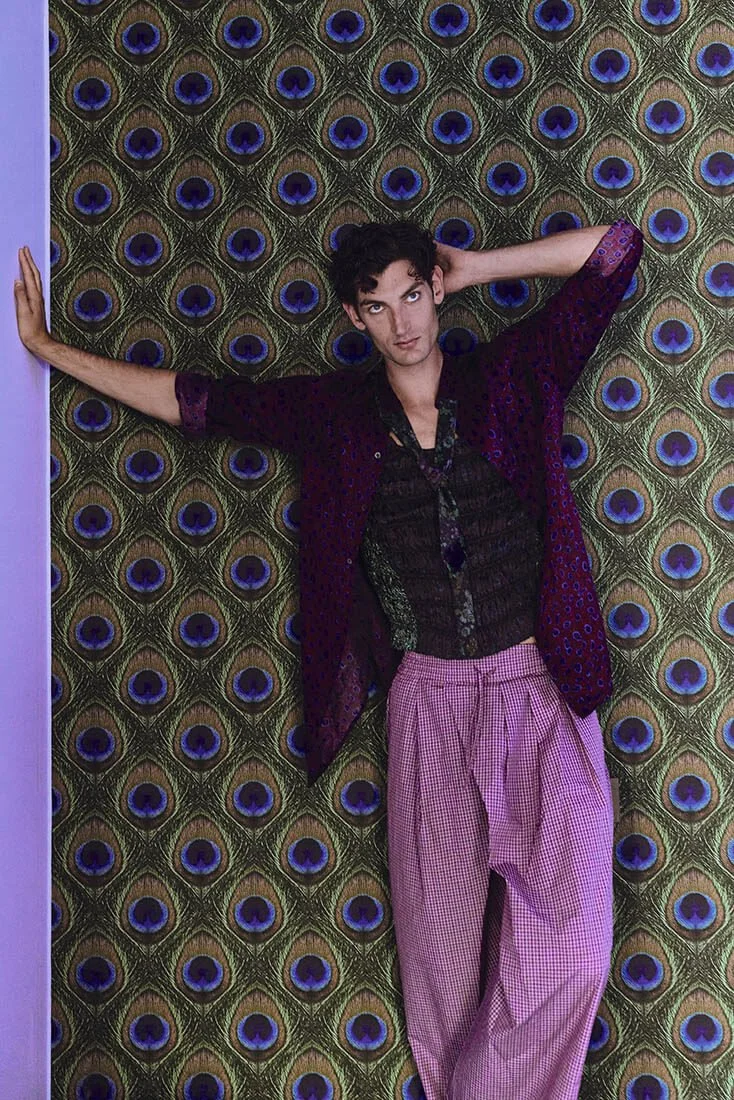 Aaron Shandel for LE MILE Magazine photographer Cosimo Buccolieri Issue 41 FW26 Deja Vu Cover Aaron wears a total look by DRIES VAN NOTEN
