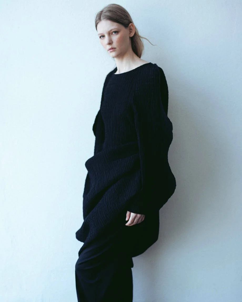 White Milano 2026 LE MILE Magazine photo Matteo D’Agostino dress HENRIK VIBSKOV , pants PALO/SANTO