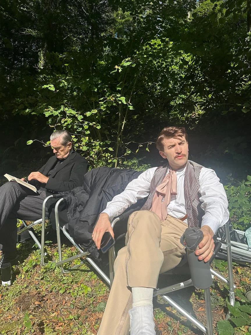 The Personal Edit of Callum Scott Howells Behind the Scenes film Madfabulous for LE MILE Magazine “I placed this warm coat on the chair here next to me to save it for you Mr Everett” “I’ll sit here thanks”
