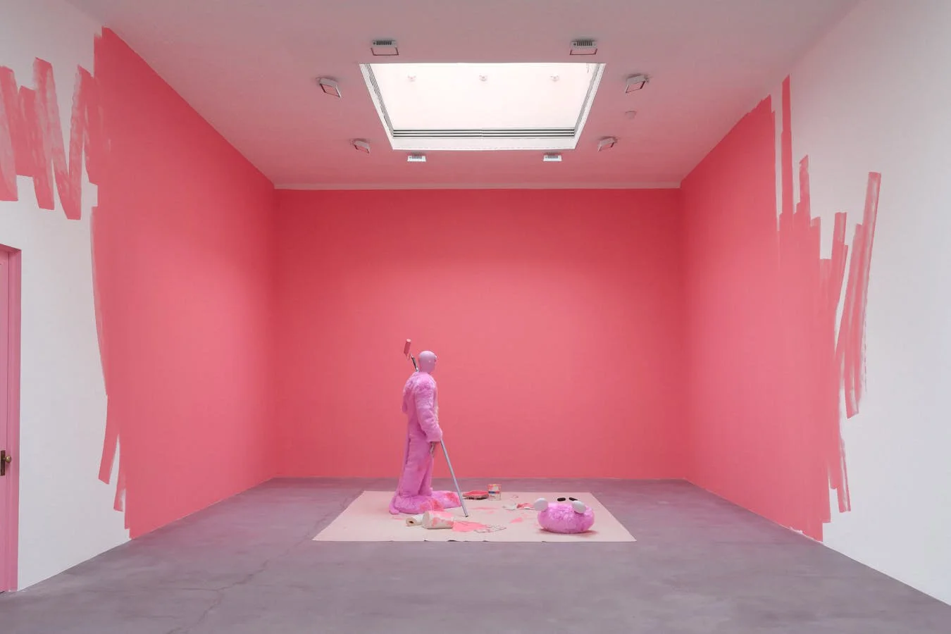 Alex Da Corte Housepainter II 2025 Foam, plywood, resin, silicone, fur, hair, steel, paint, hardware, muslin, glass 73 1/4 x 28 1/8 x 20 1/4 inches 186 x 71 x 51 cm © Alex Da Corte, Courtesy Matthew Marks Gallery