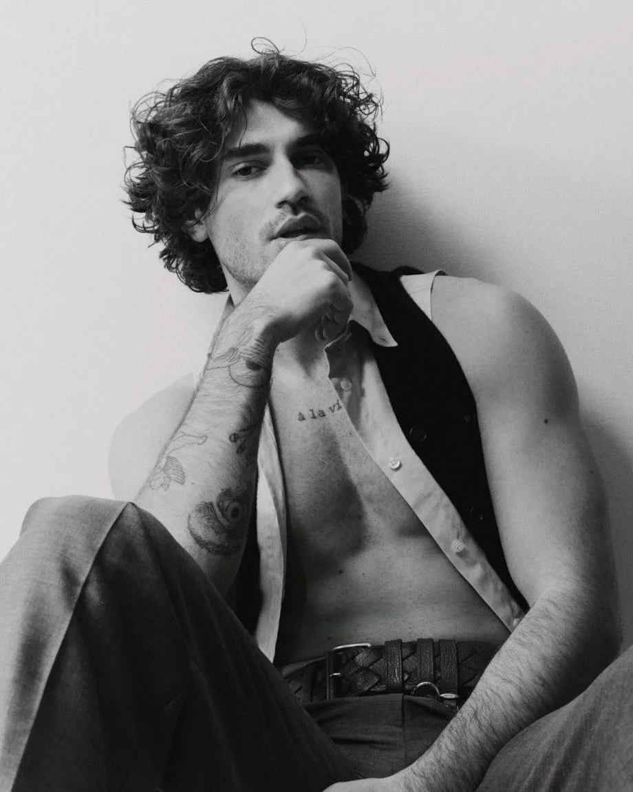 Michelangelo Vizzini photo by Andrea Cenetiempo for LE MILE Magazine CoverSS26 wears a total look by MIU MIU