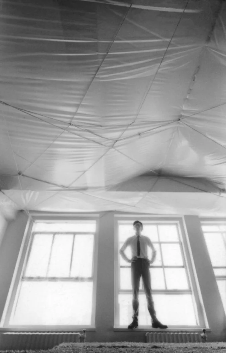 Christo Wrapped Ceiling, 1965 Installation view: Office building located in Mid-town Manhattan, New York Artwork © Christo and Jeanne-Claude Foundation Photo: Thomas Cugini Courtesy Christo and Jeanne-Claude Foundation and Gagosian