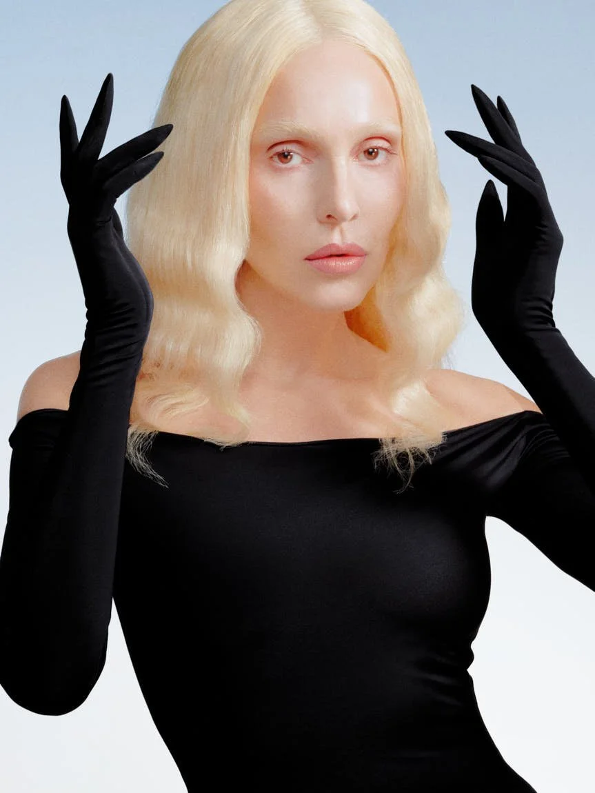Tamta for LE MILE Magazine photo by Pascal Schonlau Issue 40 SS26 Tamta wears dress by CRITTER
