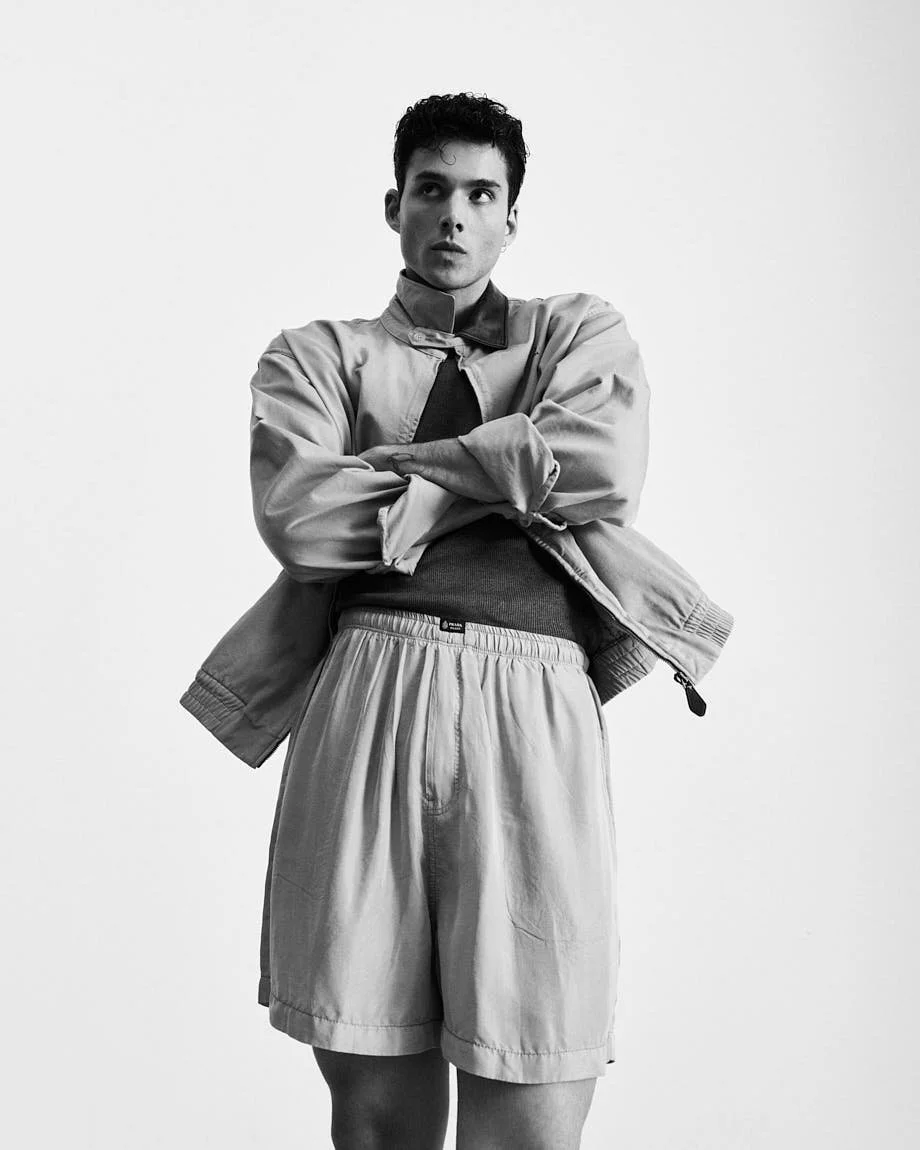 Riccardo de Rinaldis SS26 Digital Cover Story for LE MILE Magazine photographer Cosimo Buccolieri Riccardo wears a total look by PRADA