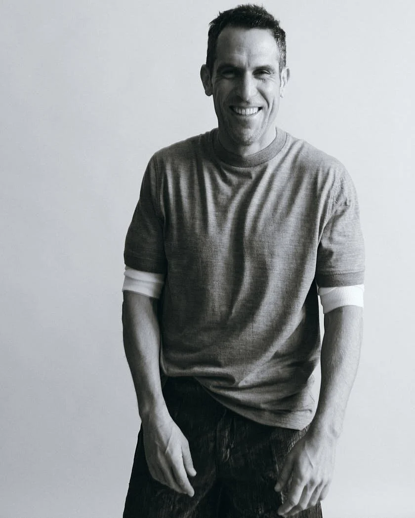 MANUEL LICCI LE MILE Magazine Interview photo Antonio Crotti Manuel wears a sweater and T-shirt by CANALI and pants by QUARTO ATTO