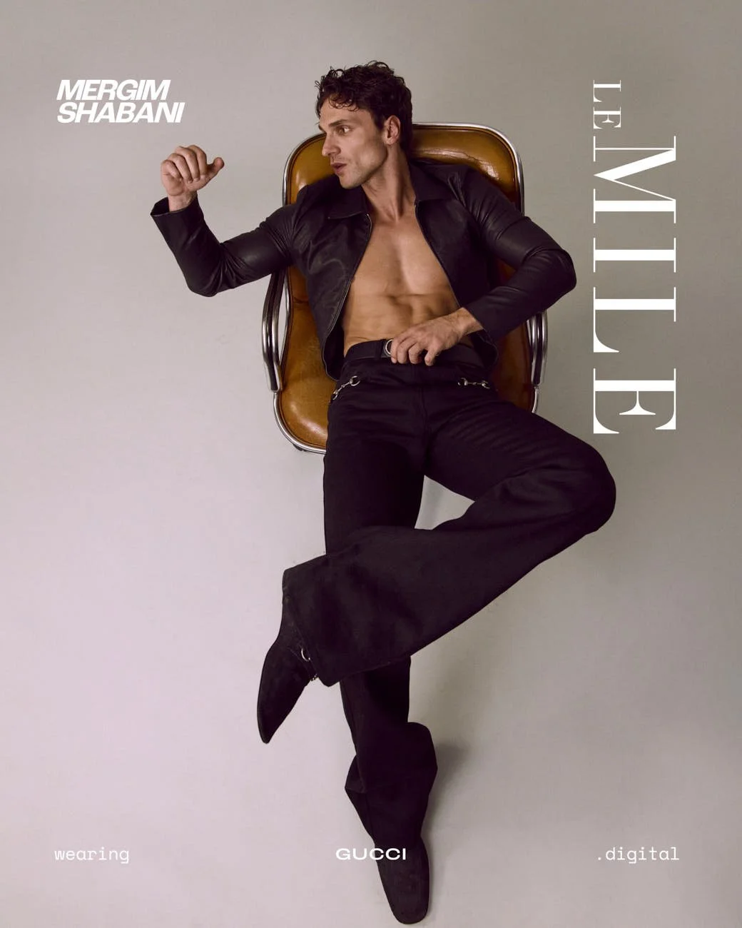 Mergim Shabani LE MILE Magazine DIGITAL COVER SS26 Mërgim wears a total look by GUCCI