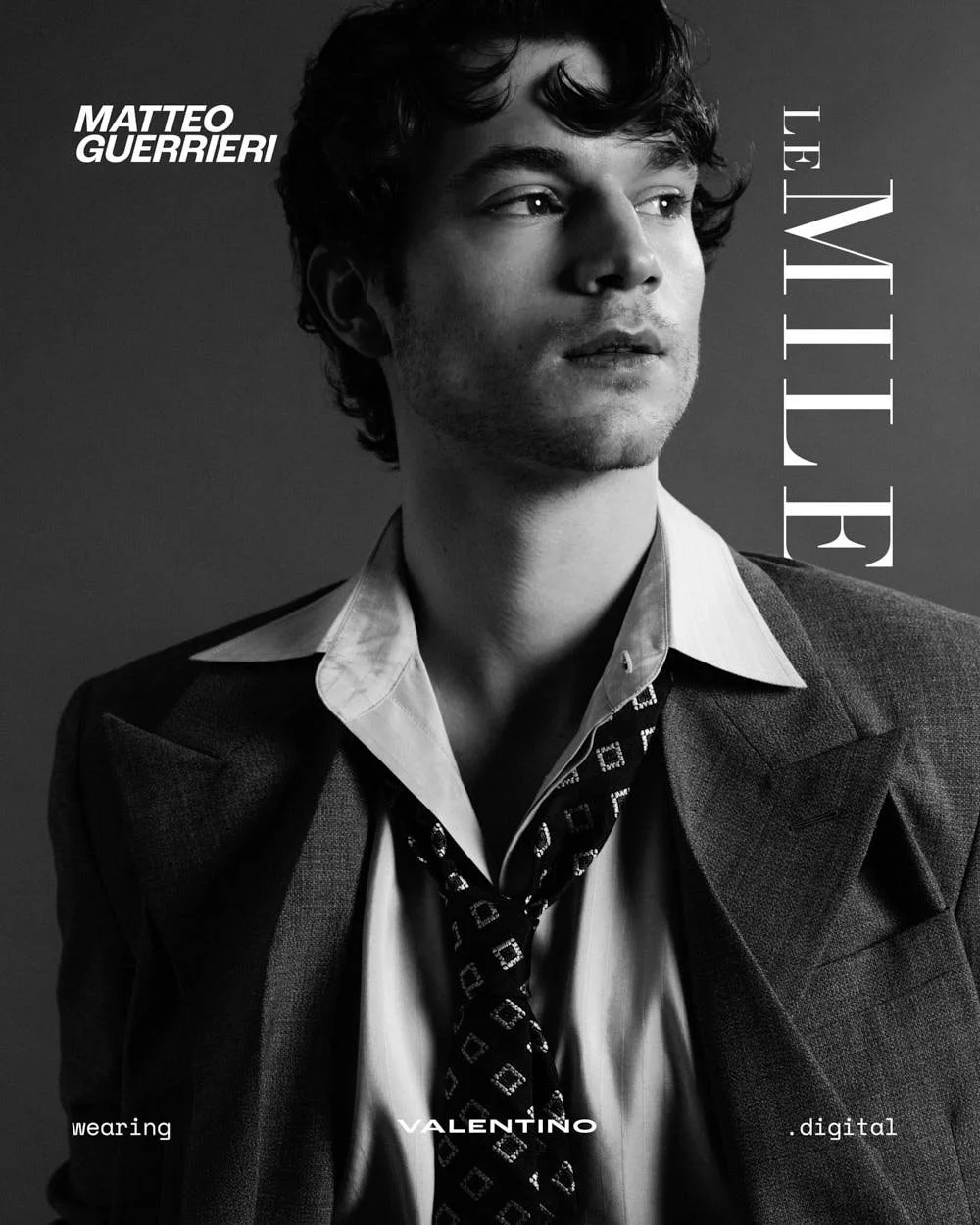 MATTEO GUERRIERI LE MILE Magazine Digital Cover SS26 Menswear Matteo wears VALENTINO Mens Spring Summer 2026 collection