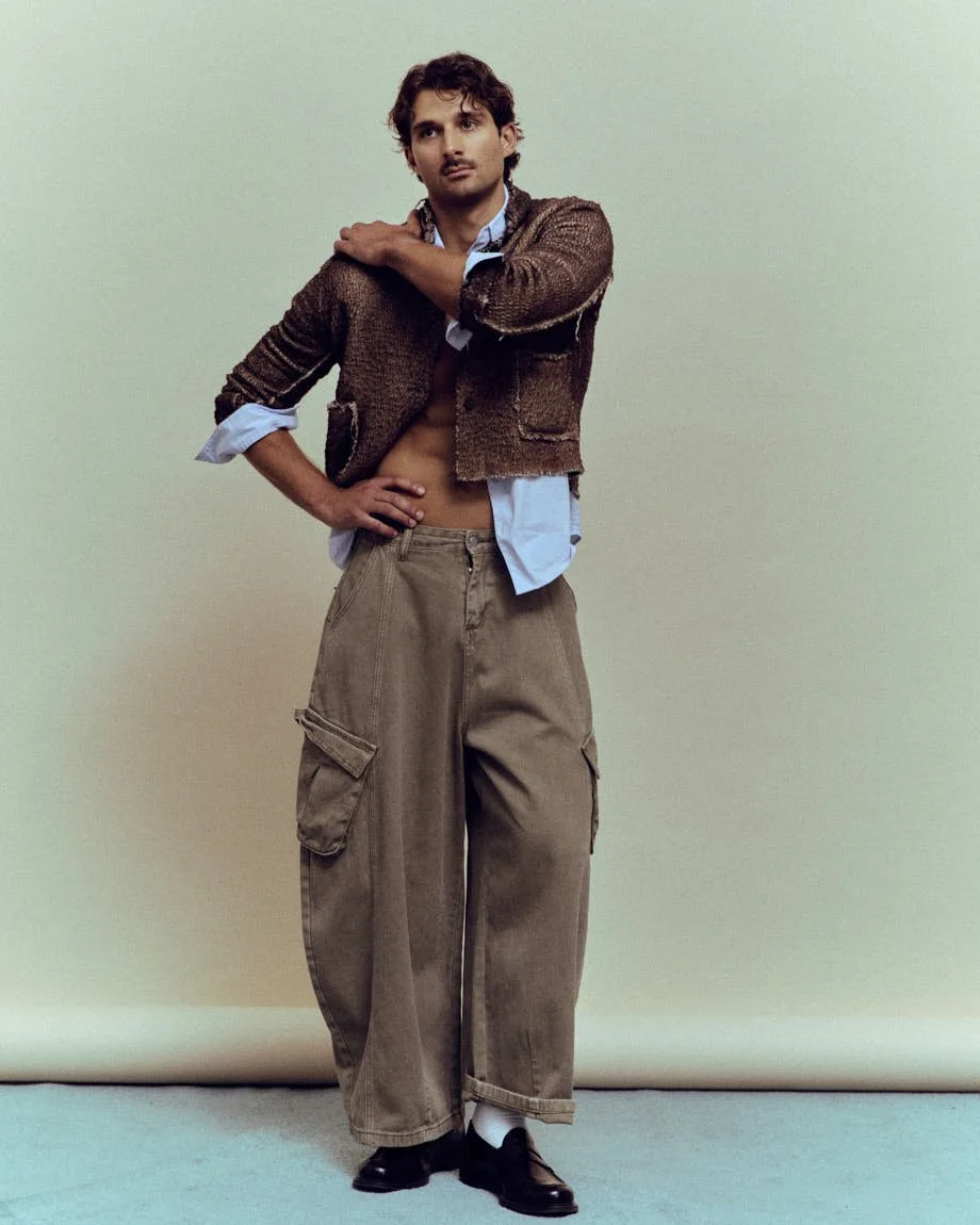FEDERICO PICCIN LE MILE Magazine SS26 Runner Interview Fashion Editorial Luxury Brands Federico wears cardigan by AVANT-TOI, shirt by CALVIN KLEIN, pants by THE FRANKIE SHOP, and shoes by CHURCH'S