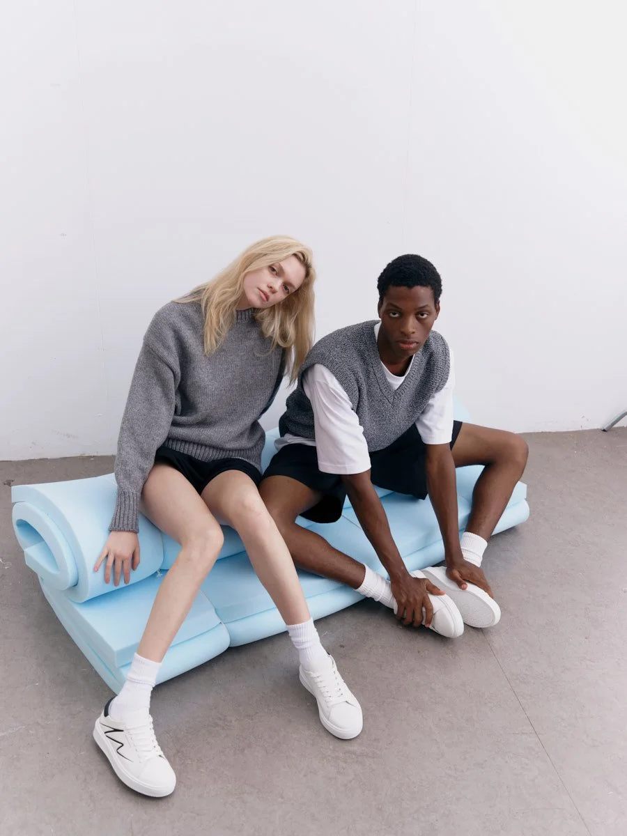 HIDDEN WHITE Footwear Brand LE MILE Magazine Dylan White Black Leather Trainers