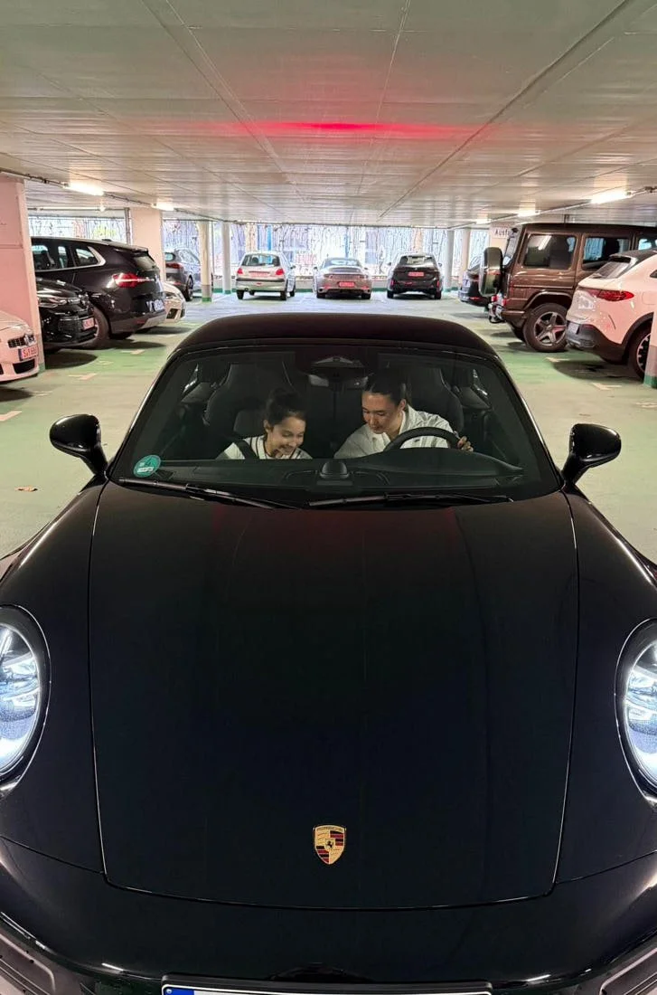 Eva Lys The personal Edit for LE MILE Porsche Tennis Grand Prix test driving the new car with my little sister