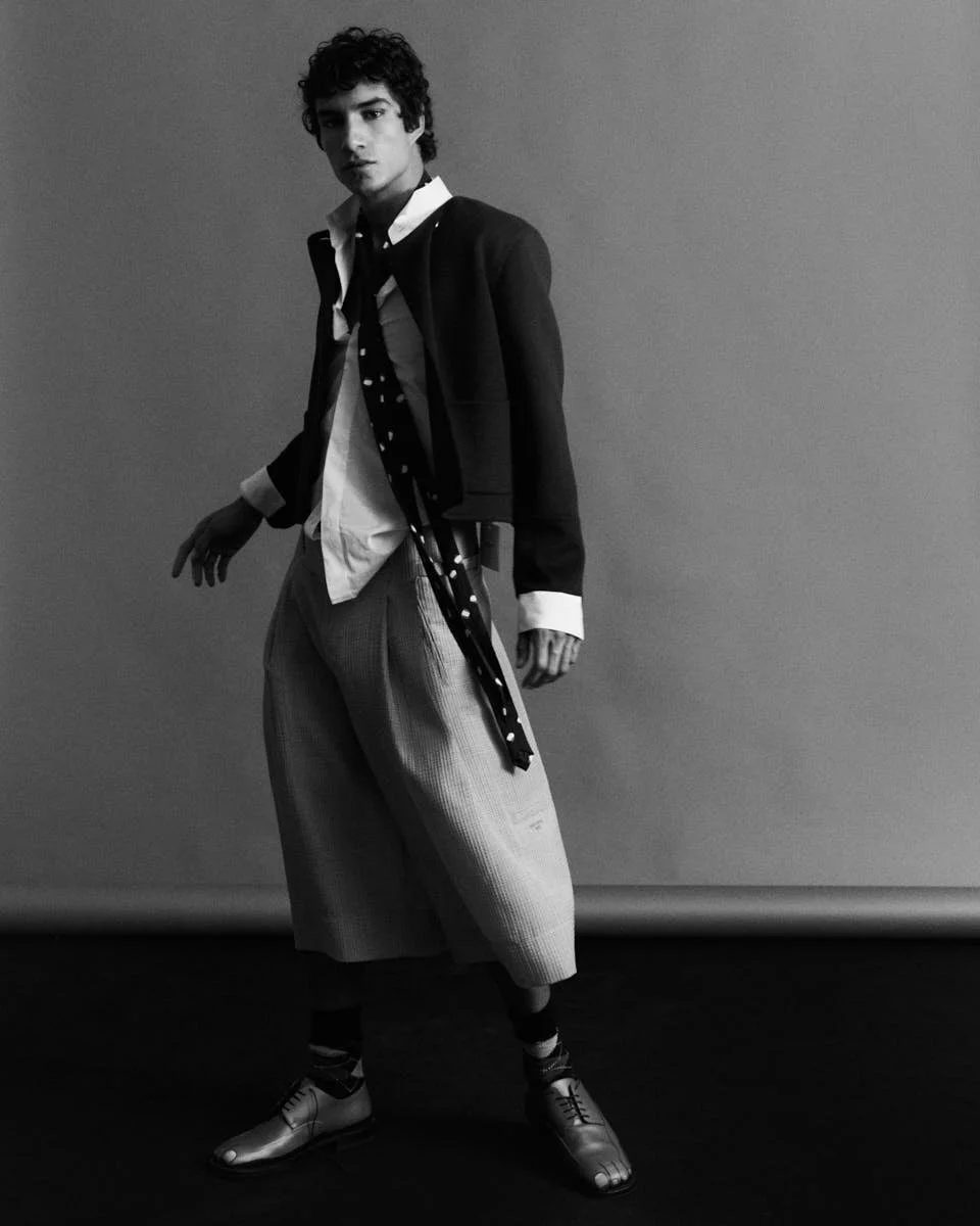 Duncan Yair wearing AGNONA, DIOR, LOUIS VUITTON, MOSCHINO and IM MEN, photographed by Cosimo Buccolieri for LE MILE Magazine.