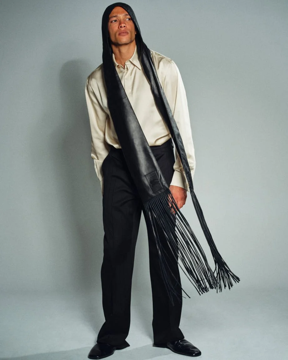 Actor Corentin Fila on The White Lotus Season 3 LE MILE Magazine FW26 Deja Vu Edition Nr41 Corentin wears a total look by BURBERRY and shoes by GUCCI