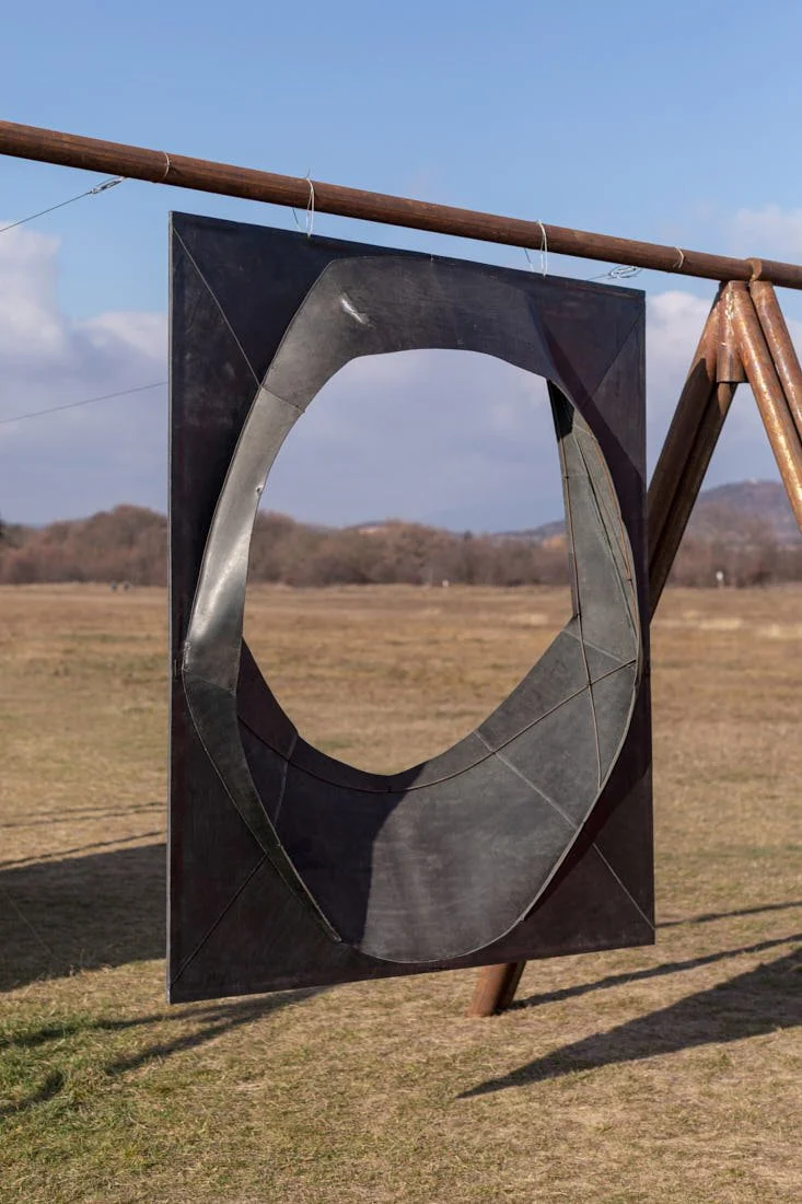 Leather Hole 1, 2021, leather on metal structure, 185 × 150 cm, presented as part of Dunyha Tomorrow at acb Gallery, Budapest, Hungary, 2021. Image by Dávid Tóth