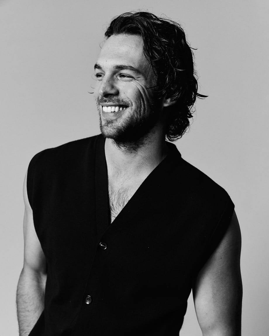 SEBASTIANO PIGAZZI Actor Interview with LE MILE Magazine SS26 fashion digital cover Sebastiano wears a total look by LORO PIANA