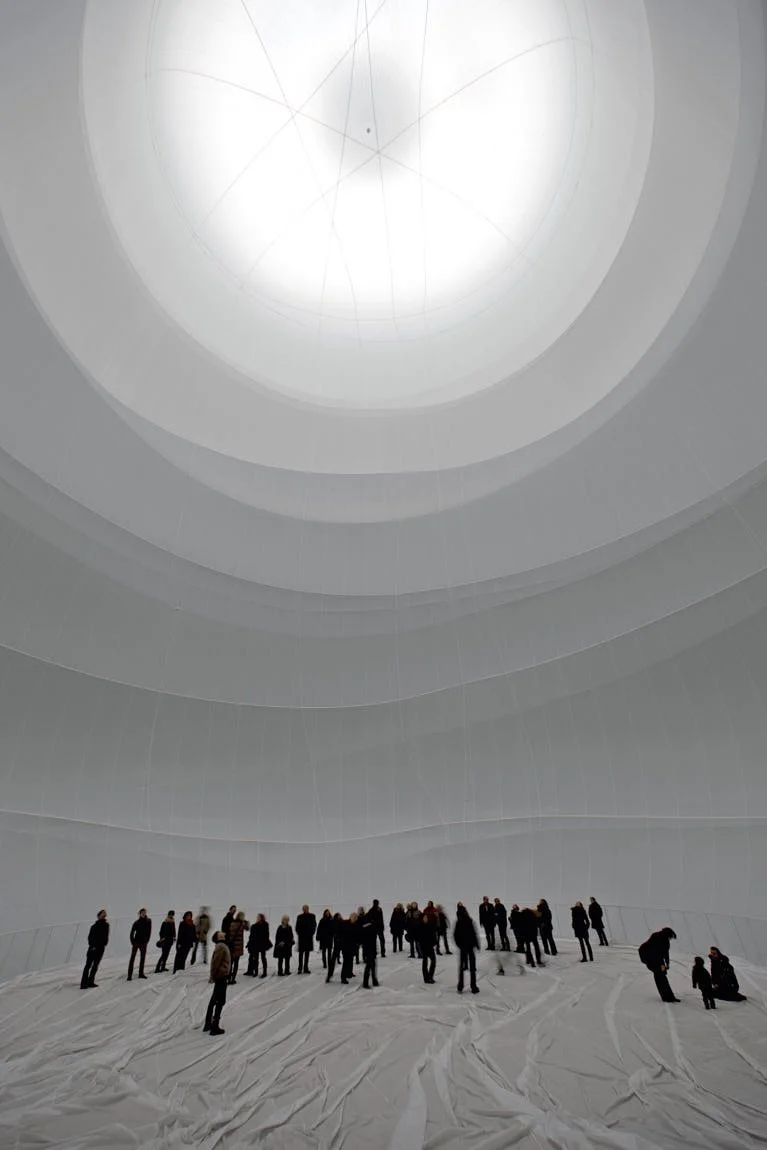 Christo and Jeanne-Claude Big Air Package Installation view: Gasometer Oberhausen, Germany, 2010-13 Artwork © Christo and Jeanne-Claude Foundation Photo: Wolfgang Volz Courtesy Christo and Jeanne-Claude Foundation and Gagosian