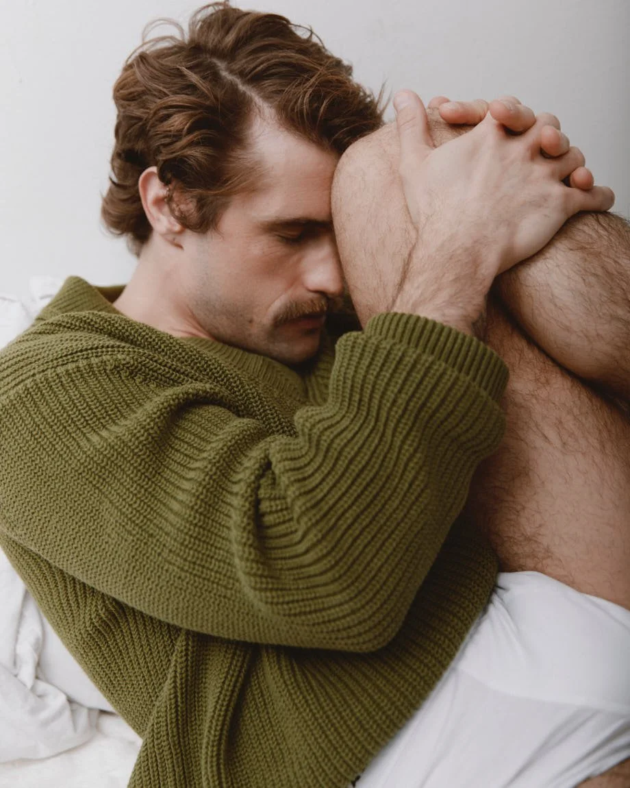 IVAN UGRIN for LE MILE Magazine photo by Andrea Cenetiempo SS26 Ivan wears a sweater by MICHAEL KORS and underwear by ISABEL MARANT