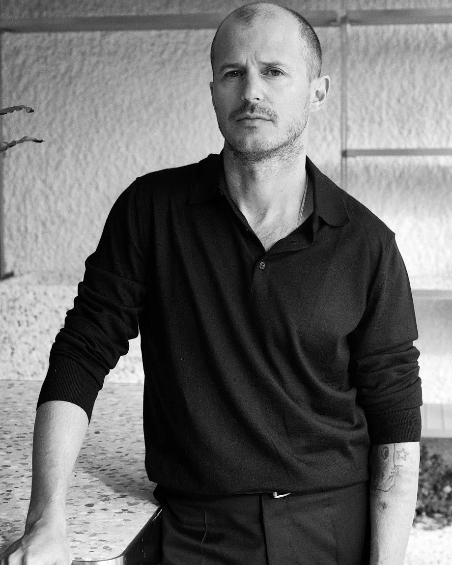 Stefano Aimone, CEO and Creative Director of AGNONA, photographed in black and white, LE MILE Magazine.