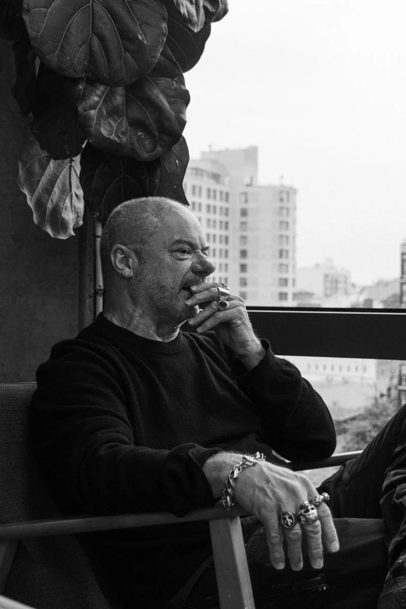 Artists Portrait Russell Young during MARILYN 100 art work Interview NY Studio courtesy Taglialatella Galleries