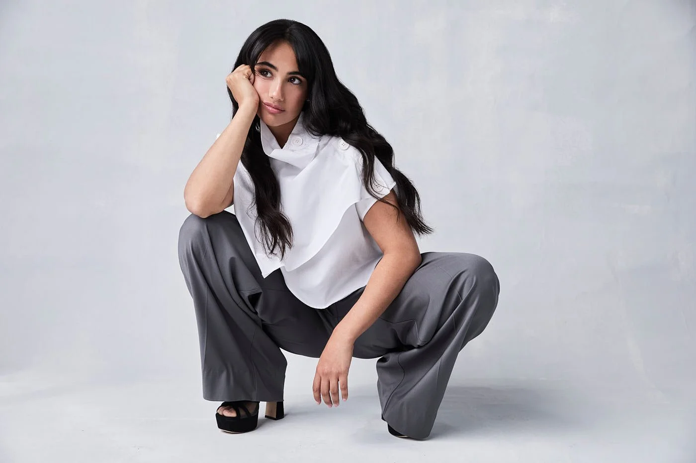 LEILA KHAN for LE MILE Magazine photo by David Reiss Leila wears a total look by MY BEST FRIEND and shoes by MALONE SOULIERS