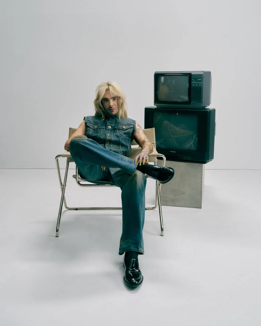 Bill Kaulitz Cover LE MILE Magazine photo Chris Puttins editor Alban E. Smajli image Bill wears total look VERSACE