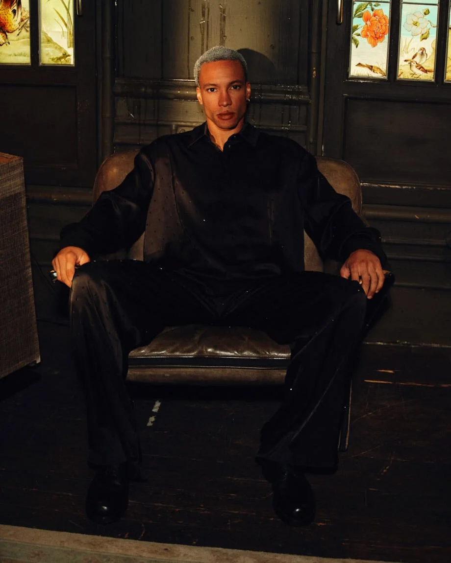 Actor Corentin Fila on The White Lotus Season 3 LE MILE Magazine FW26 Deja Vu Edition Nr41 Corentin wears a full look by DAVID KOMA, shoes by PRADA and a ring by D’HEYGERE
