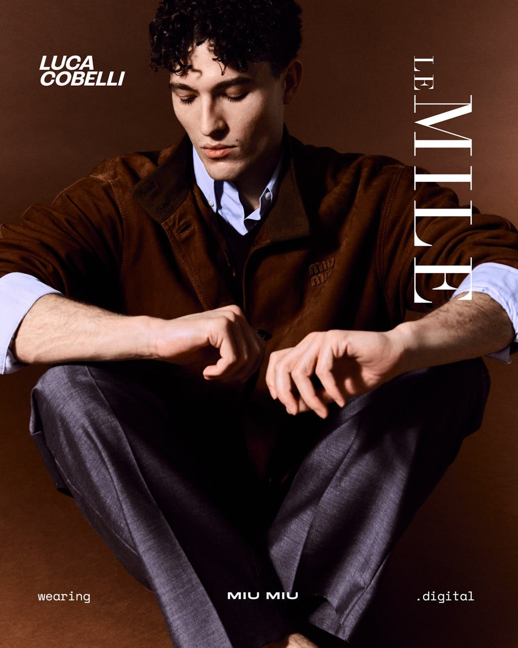 LE MILE Magazine Digital Cover SS26 model LUCA COBELLI photographer Cosimo Buccolieri lemilestudios wearing  total look by MIU MIU