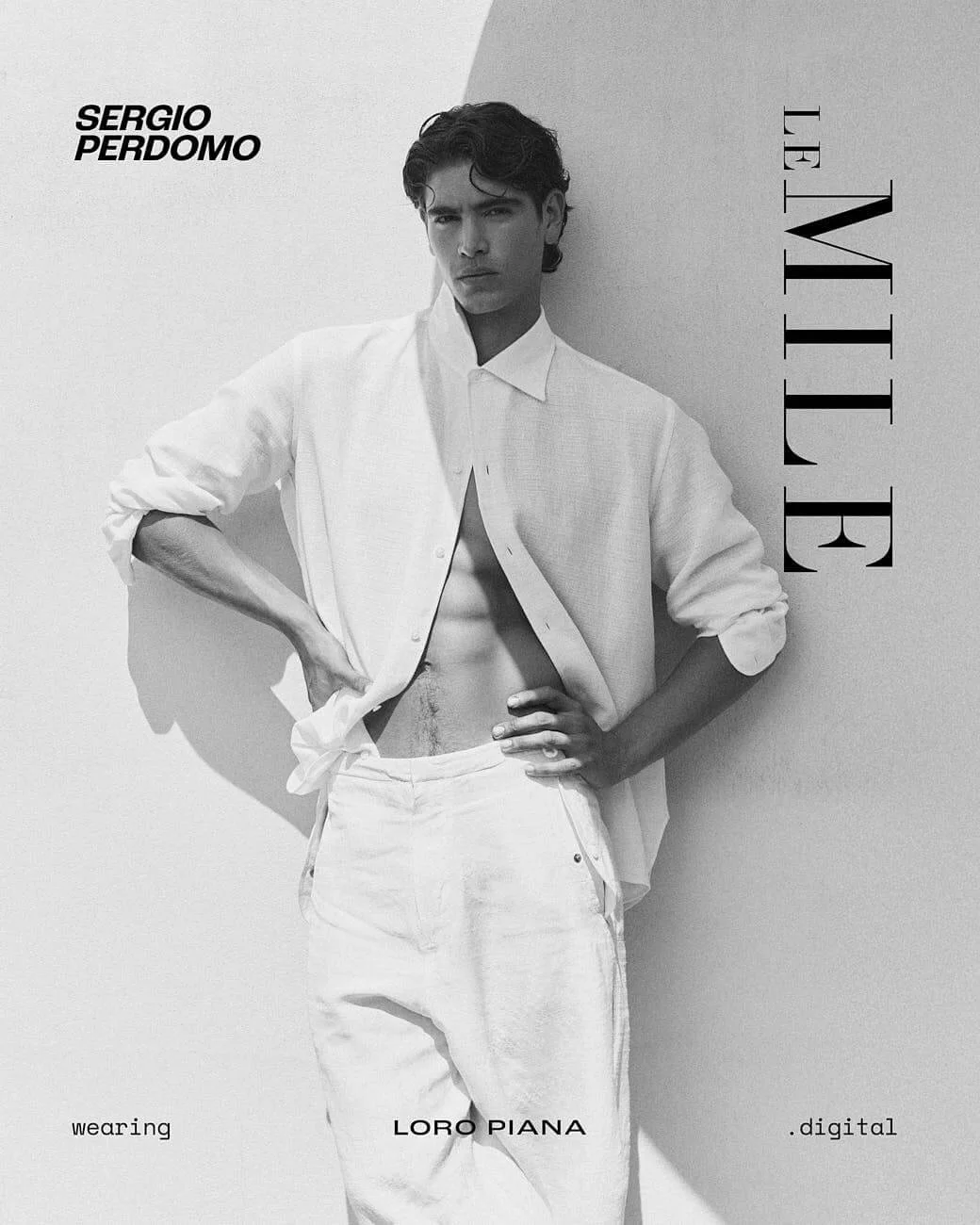 Sergio Perdomo LE MILE Magazine photo Cosimo Buccolieri SS26 Fashion Editorial Sergio wears total look by LORO PIANA