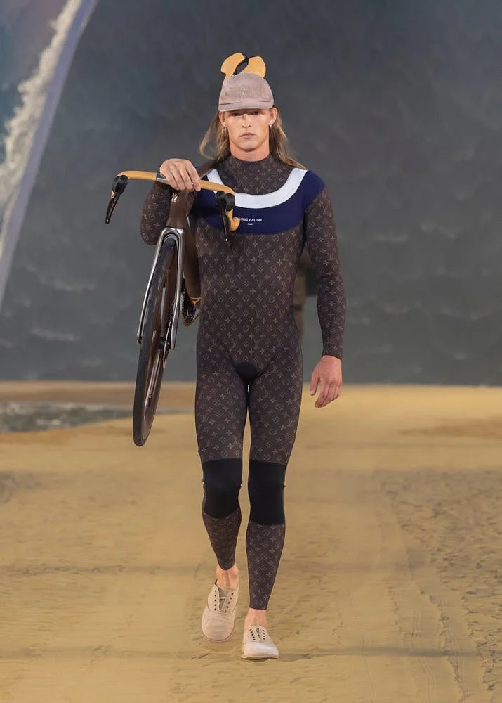 LOUIS VUITTON MENS SPRING SUMMER 2027 by Pharell Williams LE MILE Magazine bike and suit
