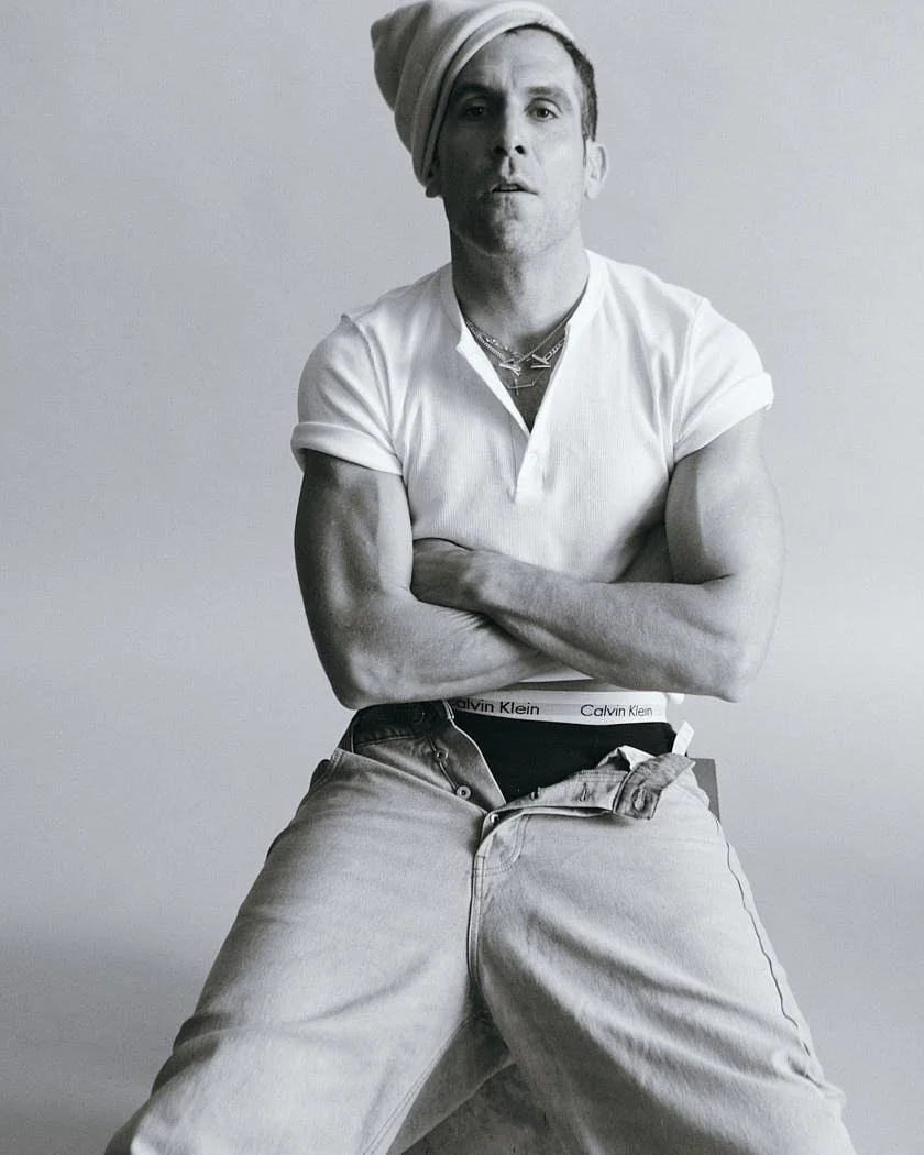 MANUEL LICCI LE MILE Magazine Interview photo Antonio Crotti Manuel wears a T-shirt, pants and hat by FIVEFOURFIVE, jewellery by LAG WORLD and underwear by CALVIN KLEIN