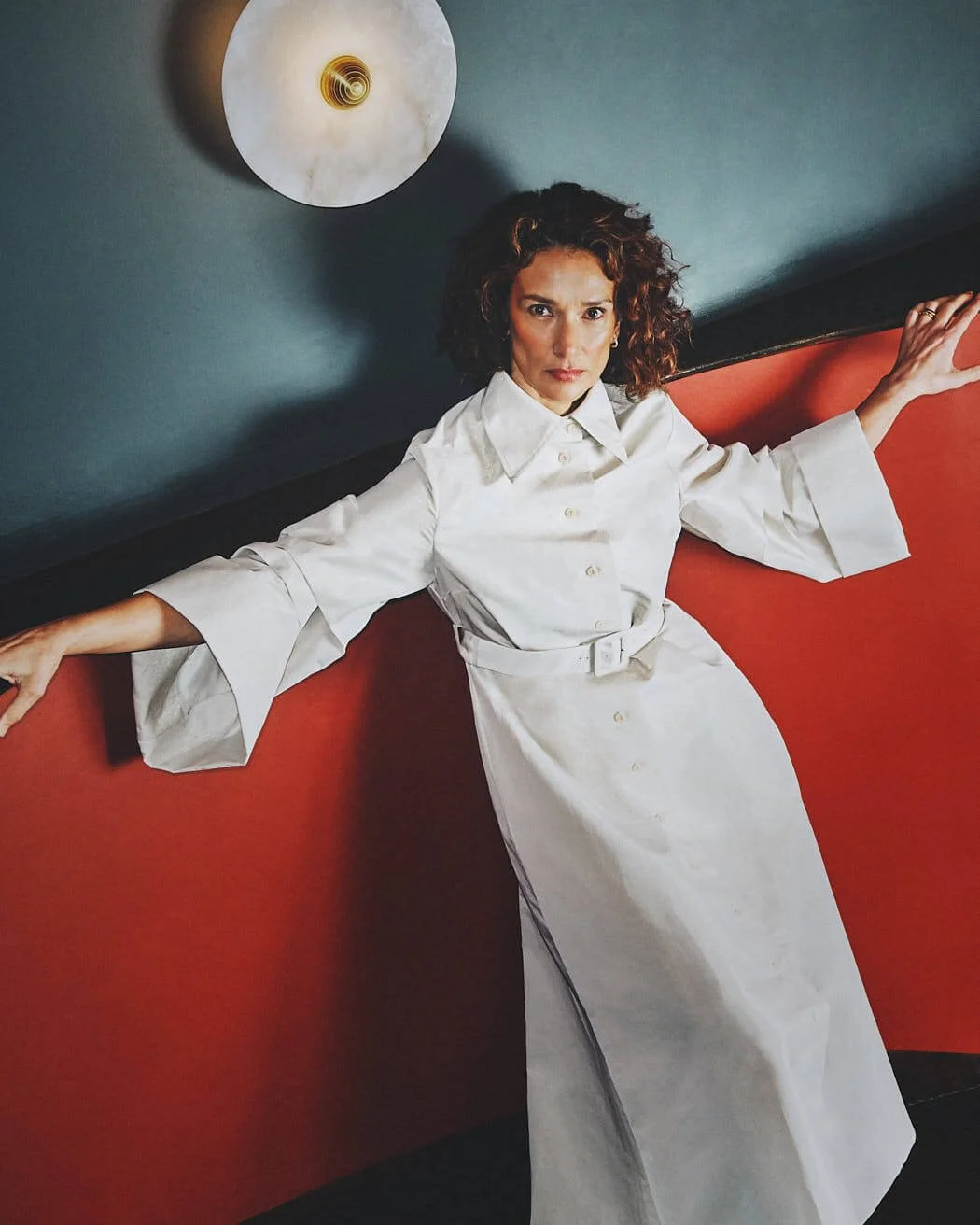 Indira Varma LE MILE Magazine photo Will Aldersley lemilestudios digital cover ss26 Indira Varma wears a dress by PALMER HARDING