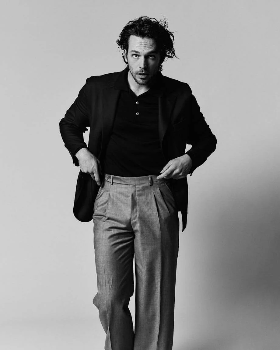 SEBASTIANO PIGAZZI Actor Interview with LE MILE Magazine SS26 fashion digital cover Sebastiano wears a total look by BRIONI