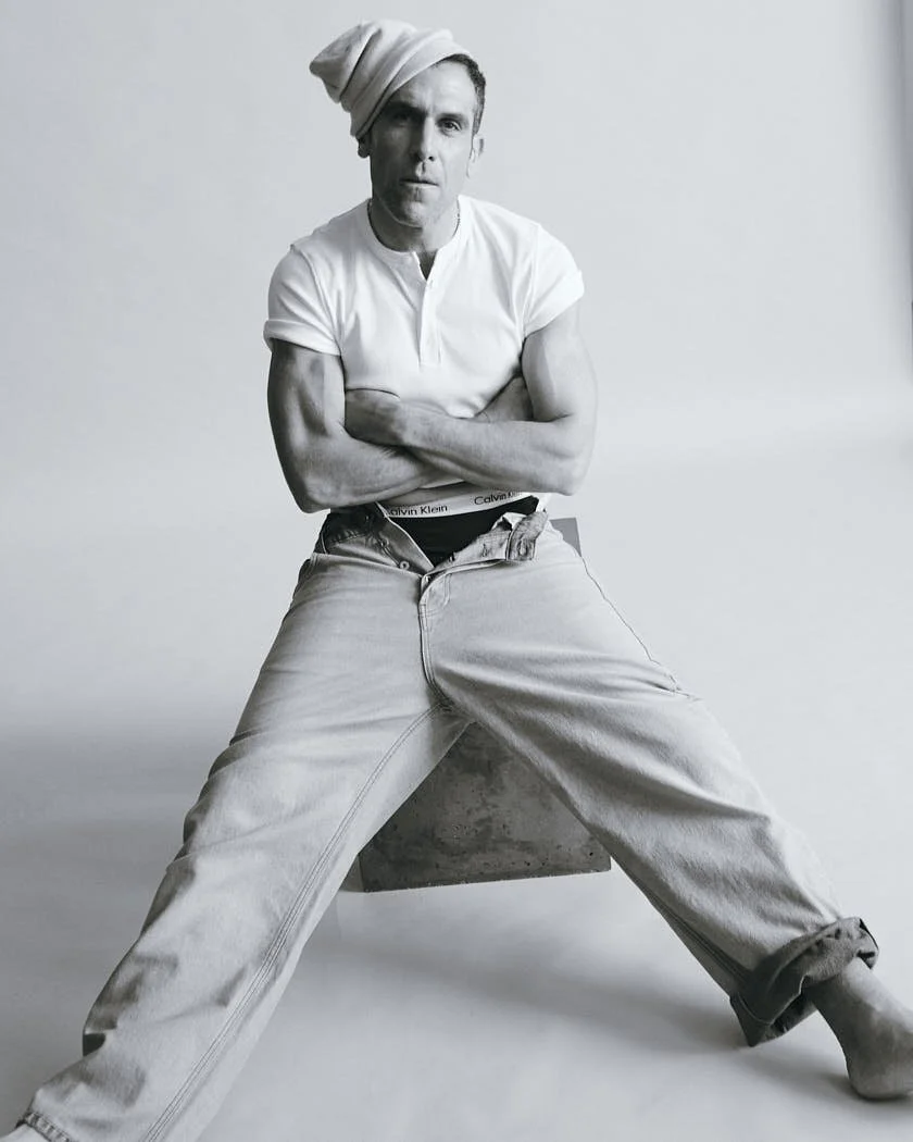 MANUEL LICCI LE MILE Magazine Interview photo Antonio Crotti Manuel wears a T-shirt, pants and hat by FIVEFOURFIVE, jewellery by LAG WORLD and underwear by CALVIN KLEIN