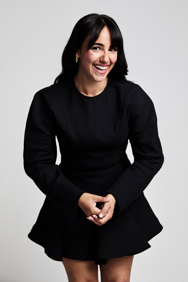 LEILA KHAN for LE MILE Magazine photo by David Reiss Leila wears a dress by STELLA MCCARTNEY and earrings by ALEXIS BITTAR