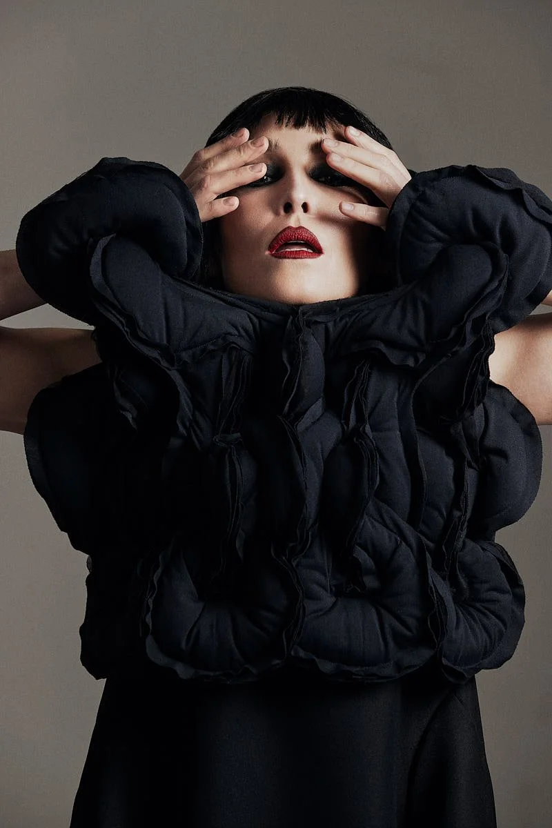 Noomi Rapace Cover Story for LE MILE Magazine Interview with Alban E. Smajli Noomi wears a dress by COMME DES GARÇONS and shoes by COMME DES GARÇONS X MEXICANA