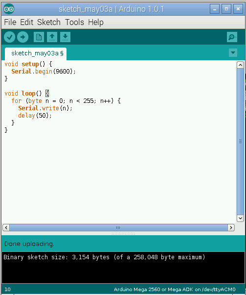 Sketch counts to 255 in a loop