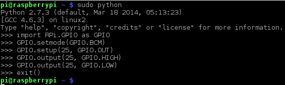 Controlling PIN 25/LED with Python through terminal