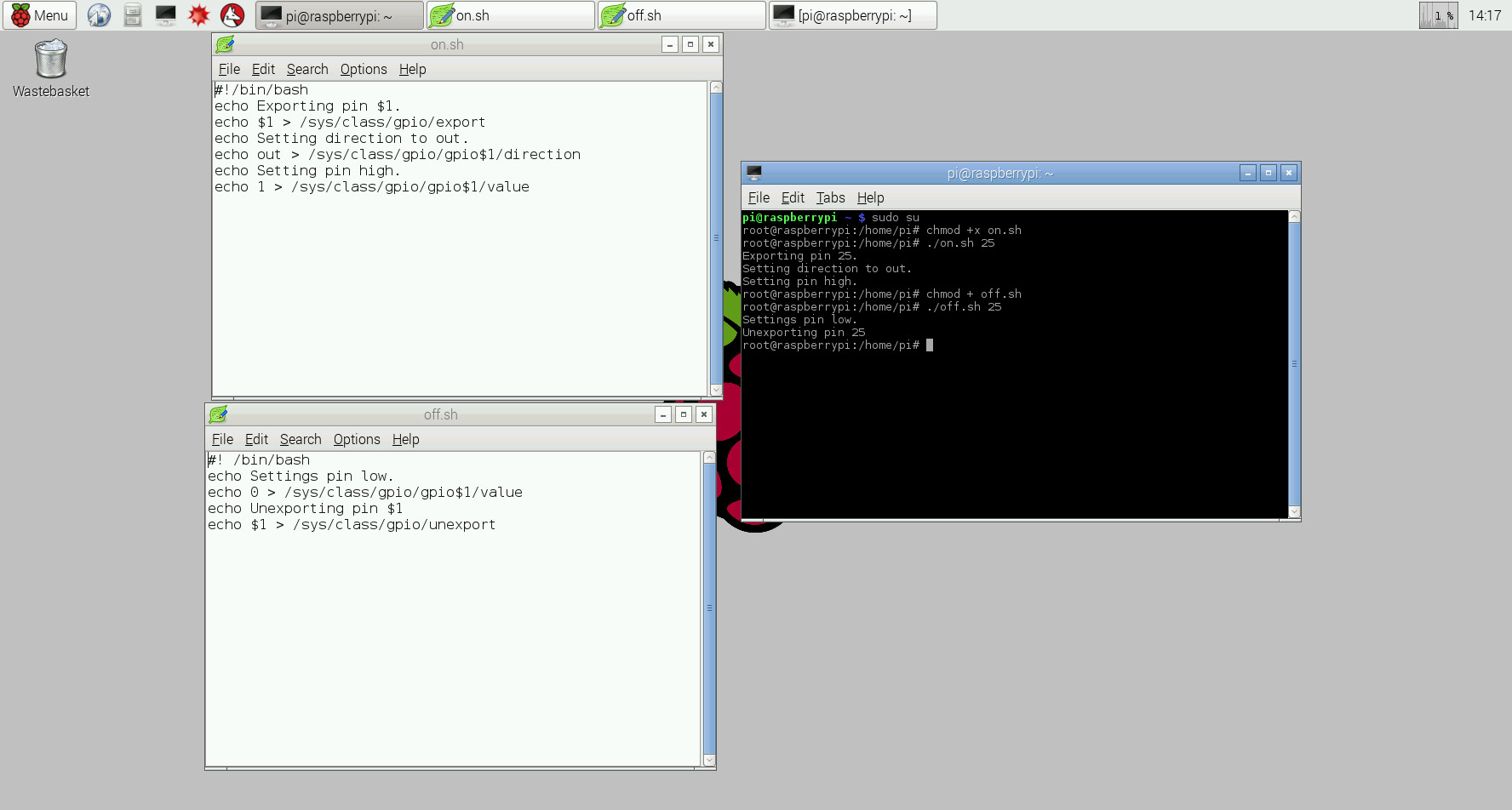 One shell script to power on the lamp and one to power off the lamp