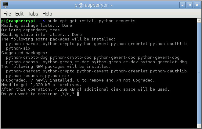 Installing the request library for Python