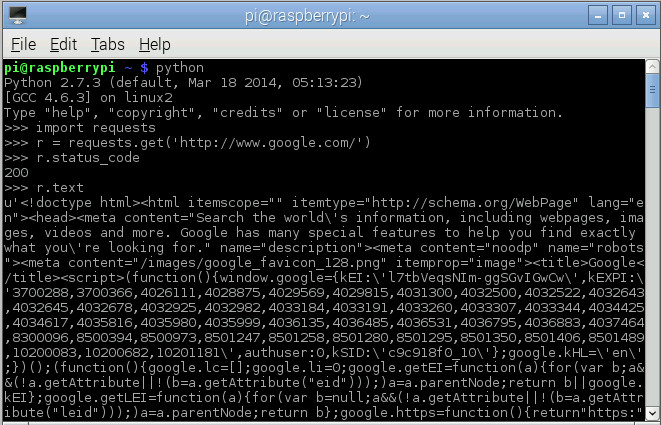 HTML code downloading from google.com