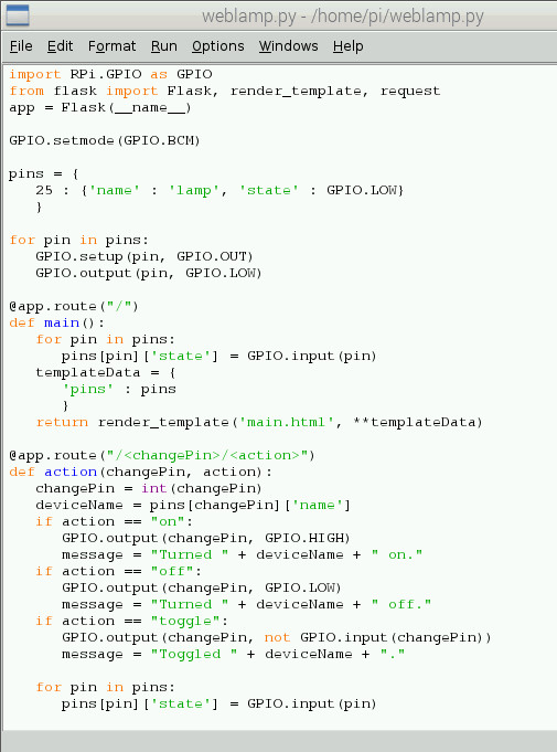 Python Code for Web Lamp
