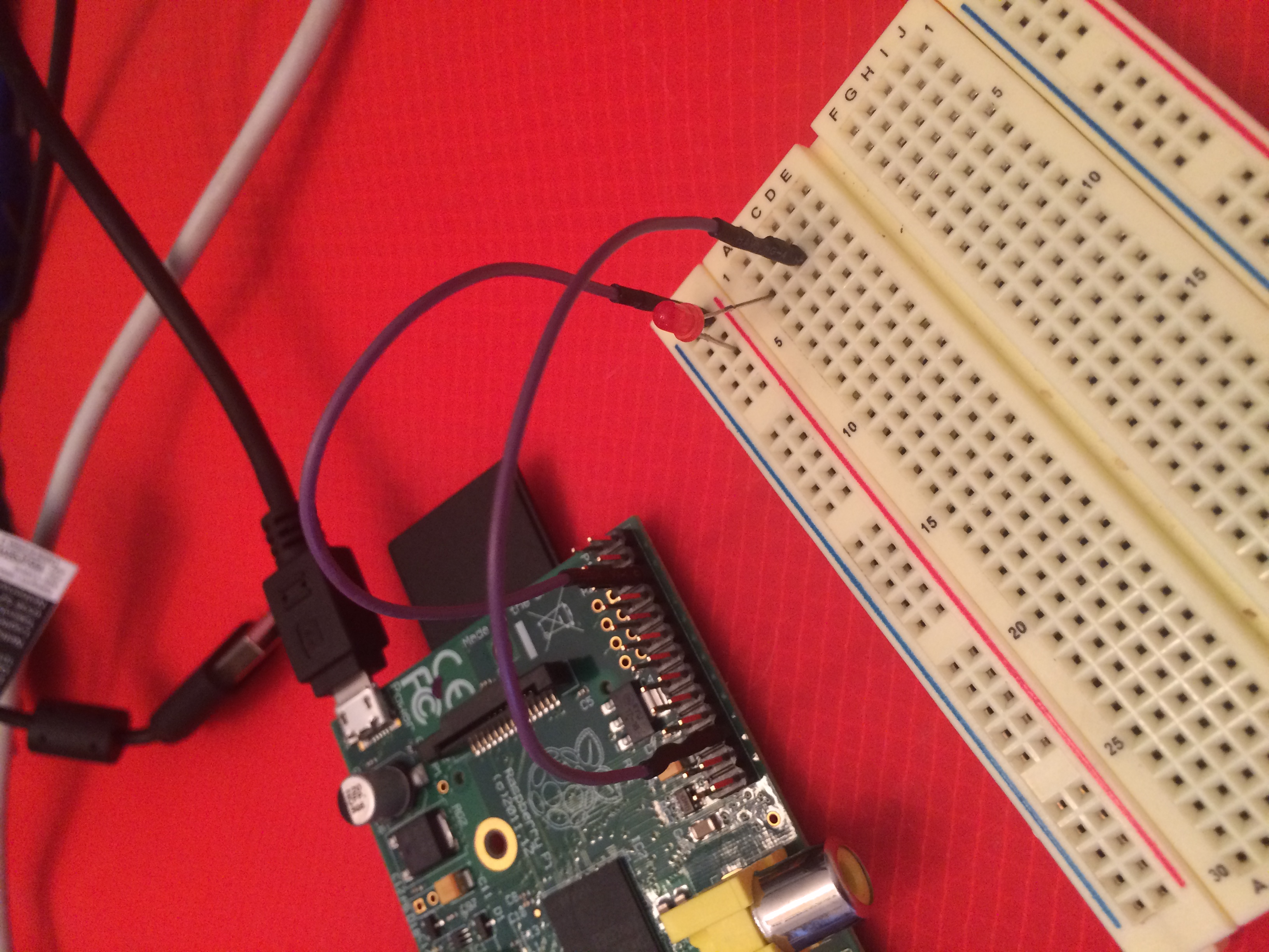 Testing with a breadboarded LED