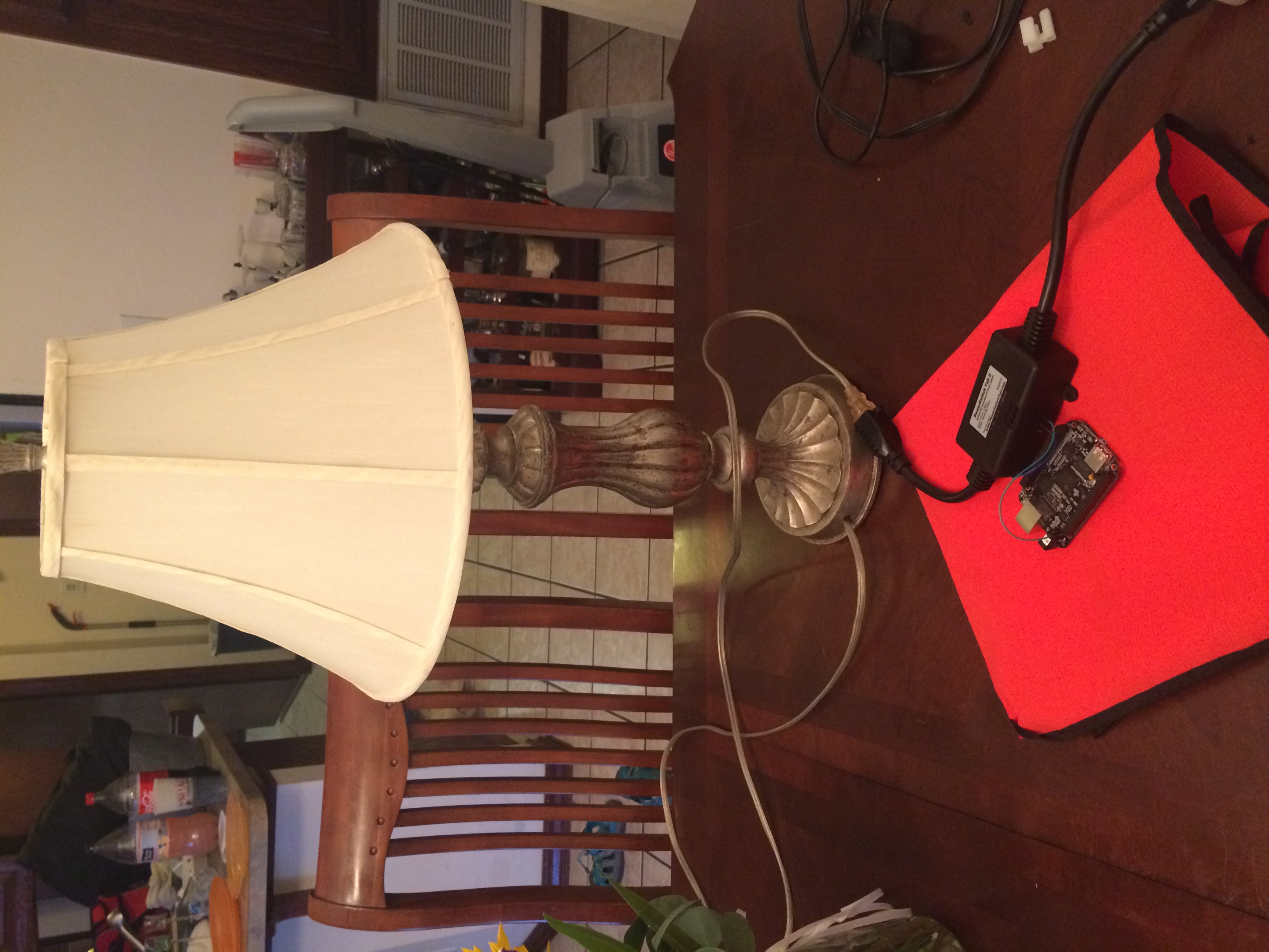 BeagleBone Black wired to a PowerSwitch Tail II and Lamp
