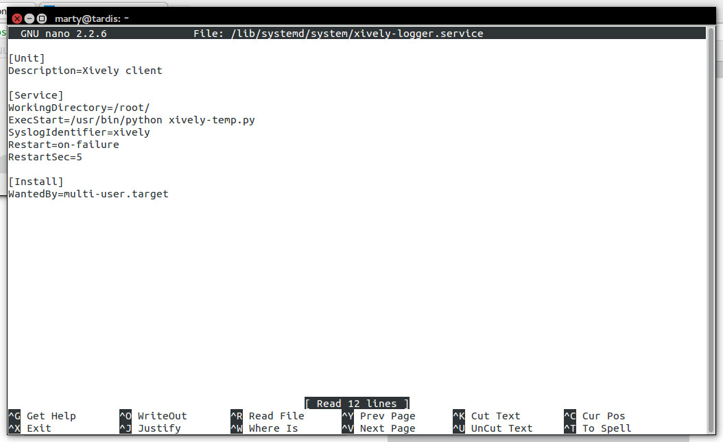 Service file for Xively