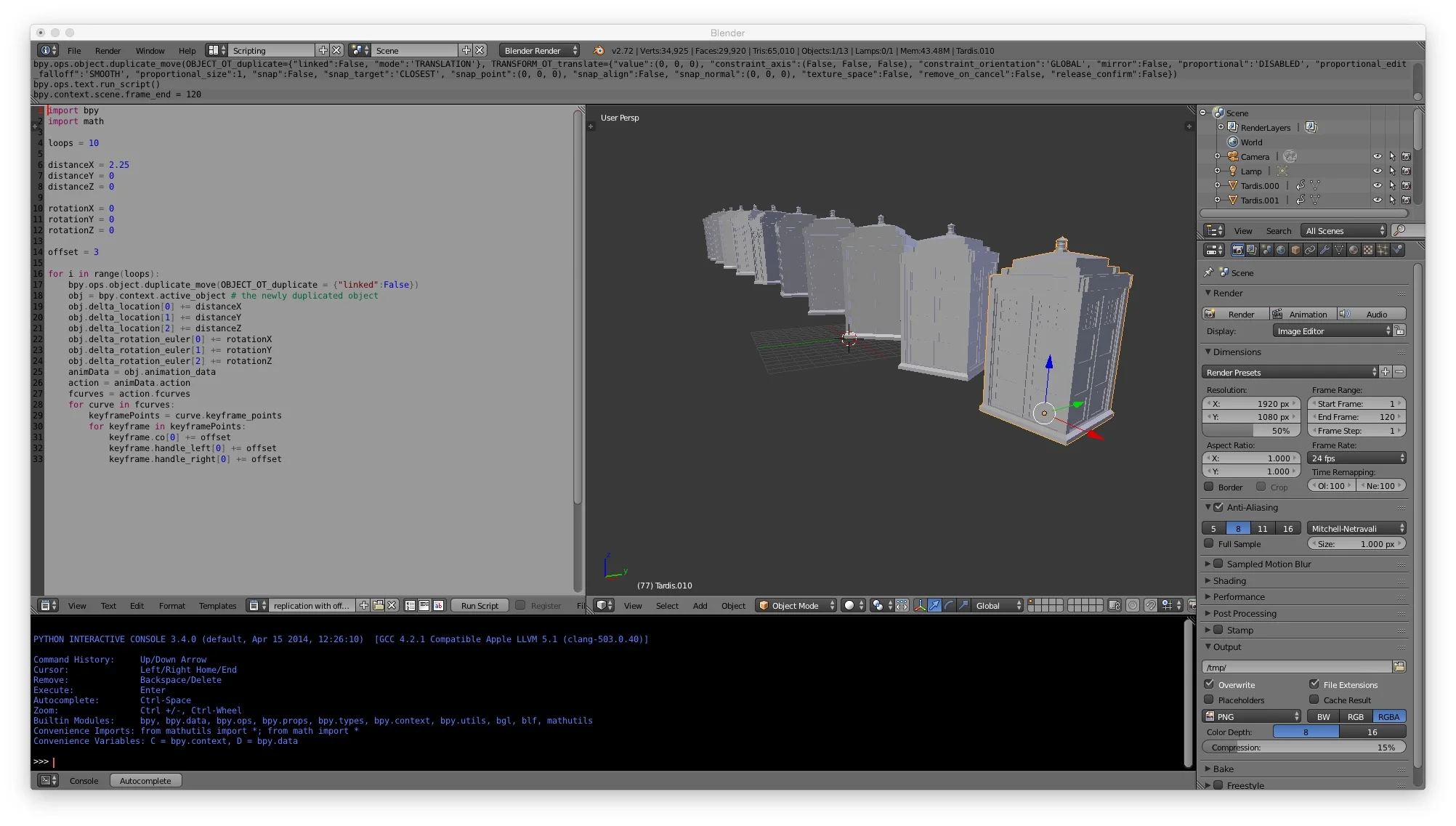 Using Python in Blender